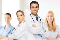 healthcare, hospital and medical concept - young team or group of doctors